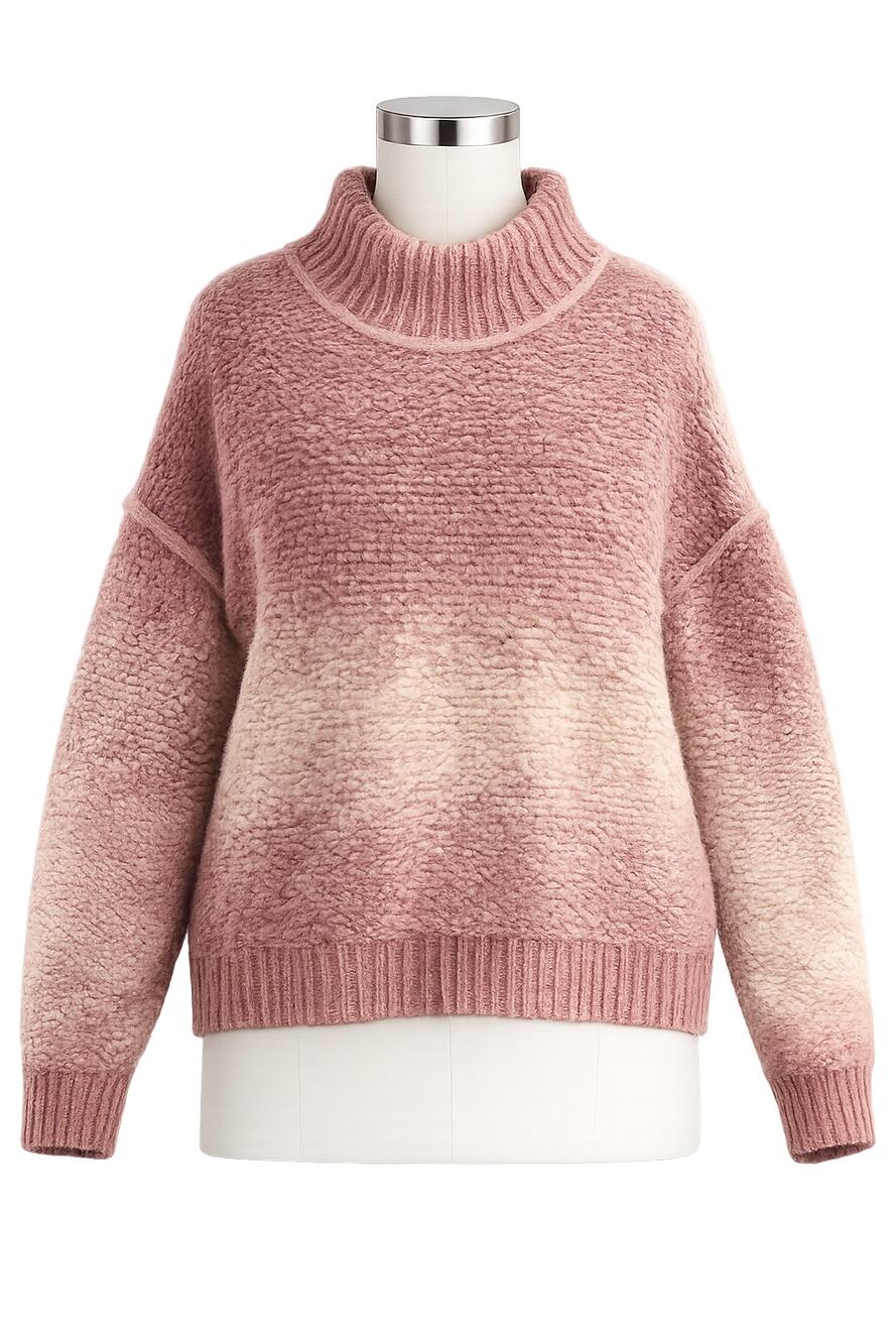 Rachel Zoe Mauve Ombré Chunky Knit Mock Neck Sweater – Size S